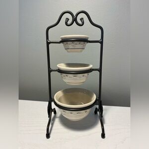 Longaberger Collectors Club Miniature Wrought Iron Mixing Bowl Stand and Bowls